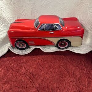Silver crane car collection Classic Red and Tan tin Toy Car  Collectible